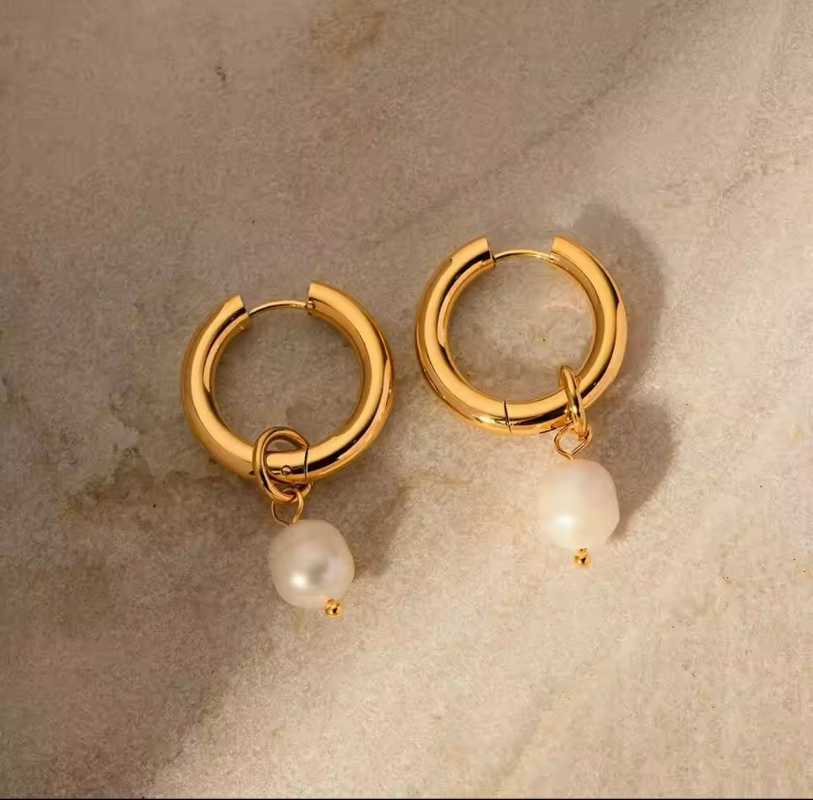 Pearl Drop Hoops