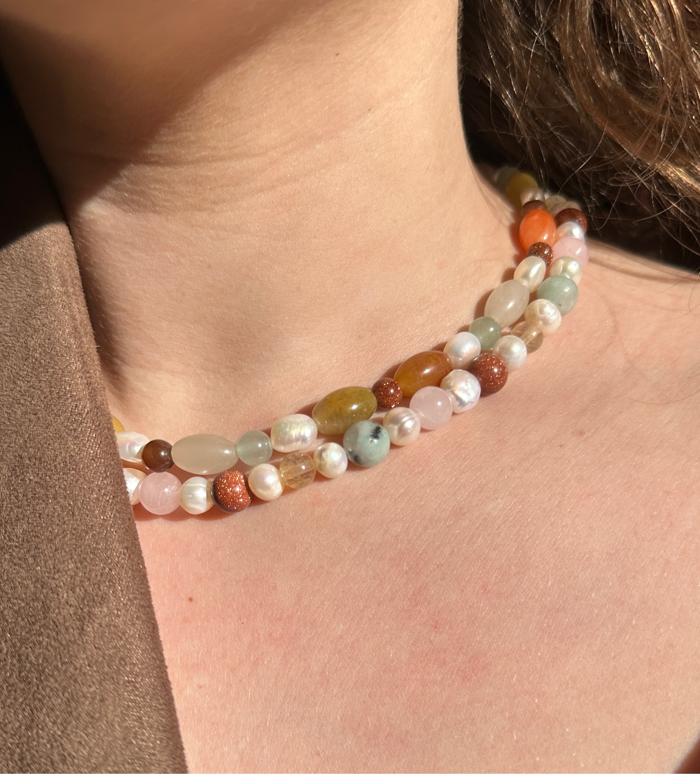 Mixed Jade Halskette